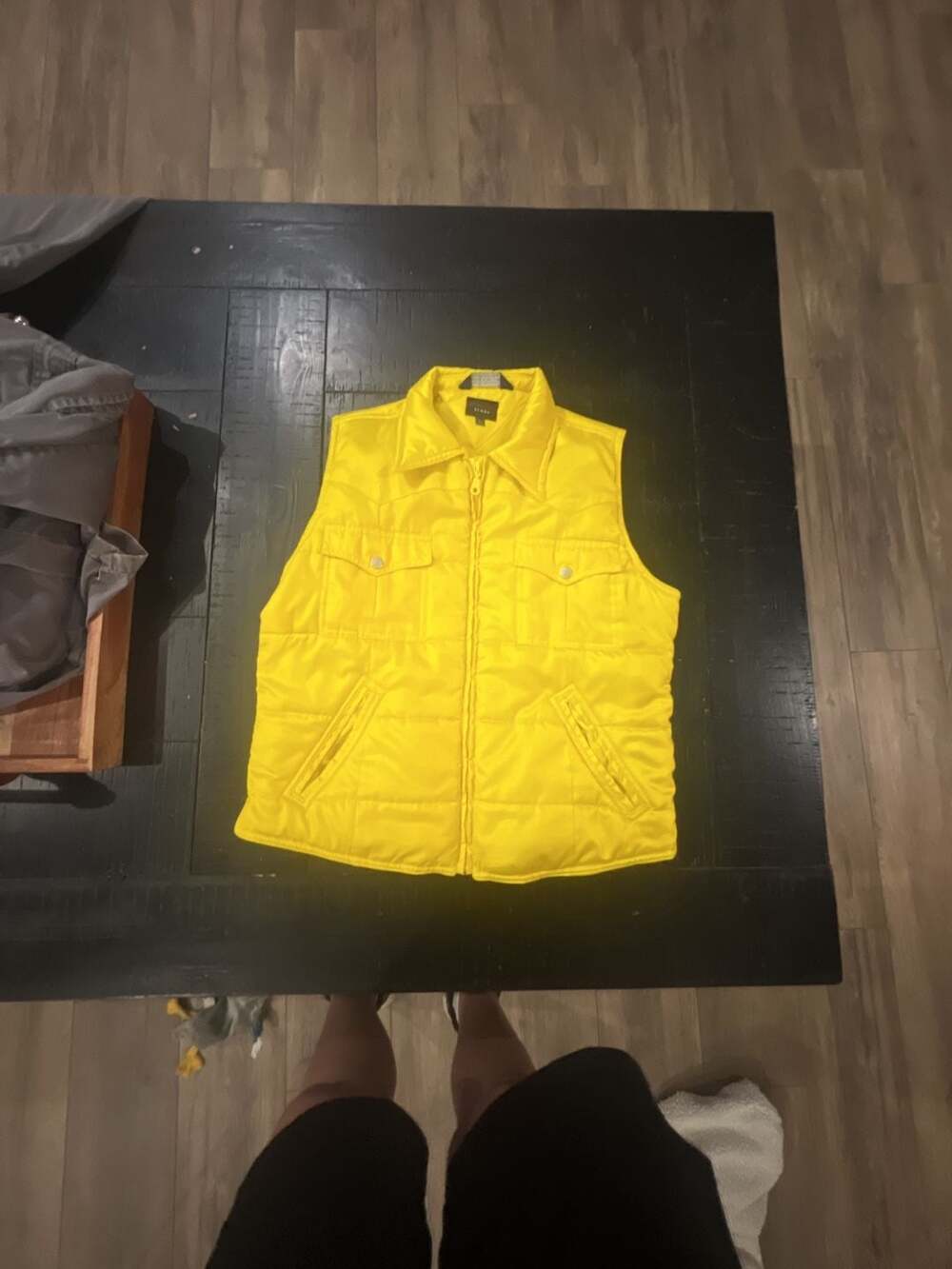 Tommy Jeans Vintage Puffer Vest Size L Yellow Insulated Full Zip